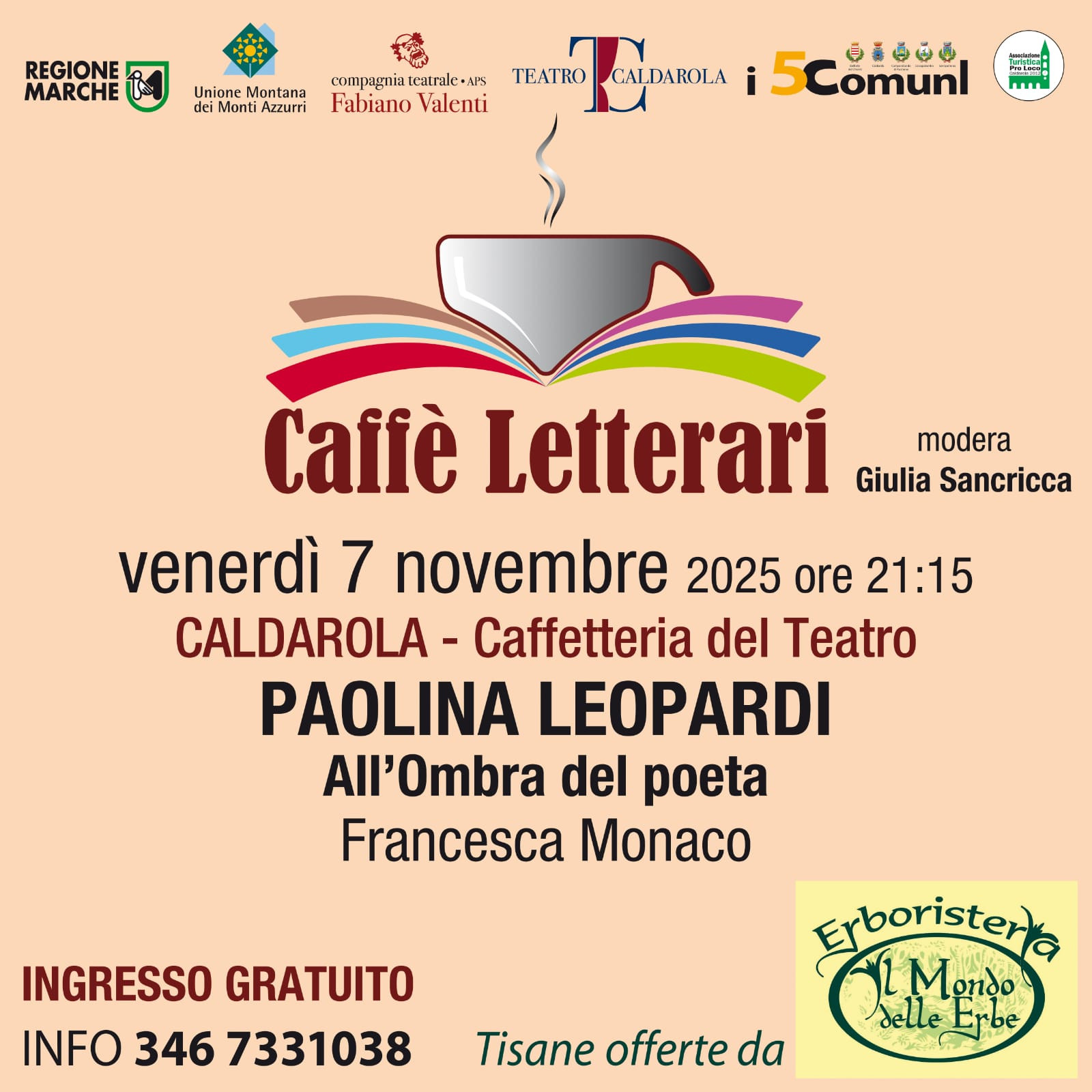 Al via i Caffé letterari - Francesca Monaco presenta la sua Paolina Leopardi