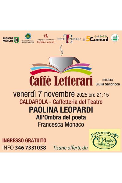 Al via i Caffé letterari - Francesca Monaco presenta la sua Paolina Leopardi